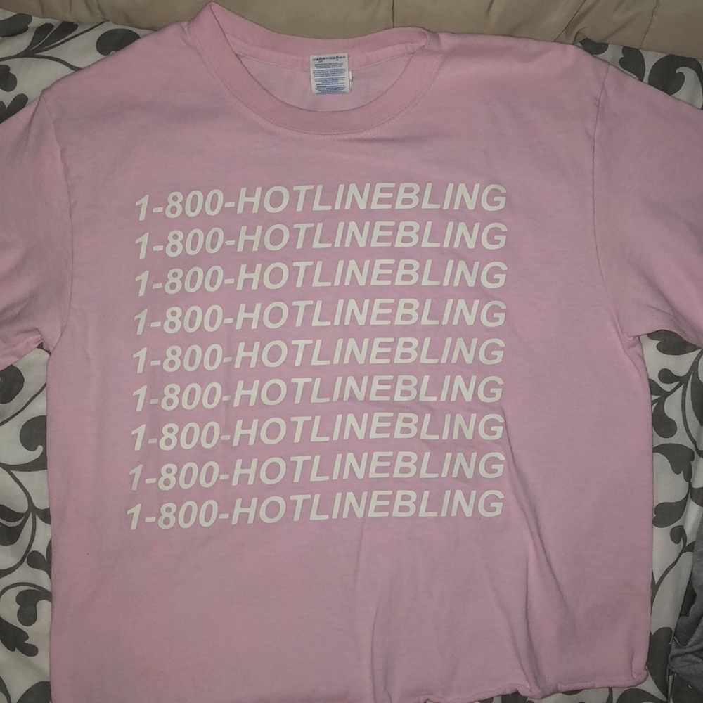 Light Pink “HOTLINE BLING” cropped Tee